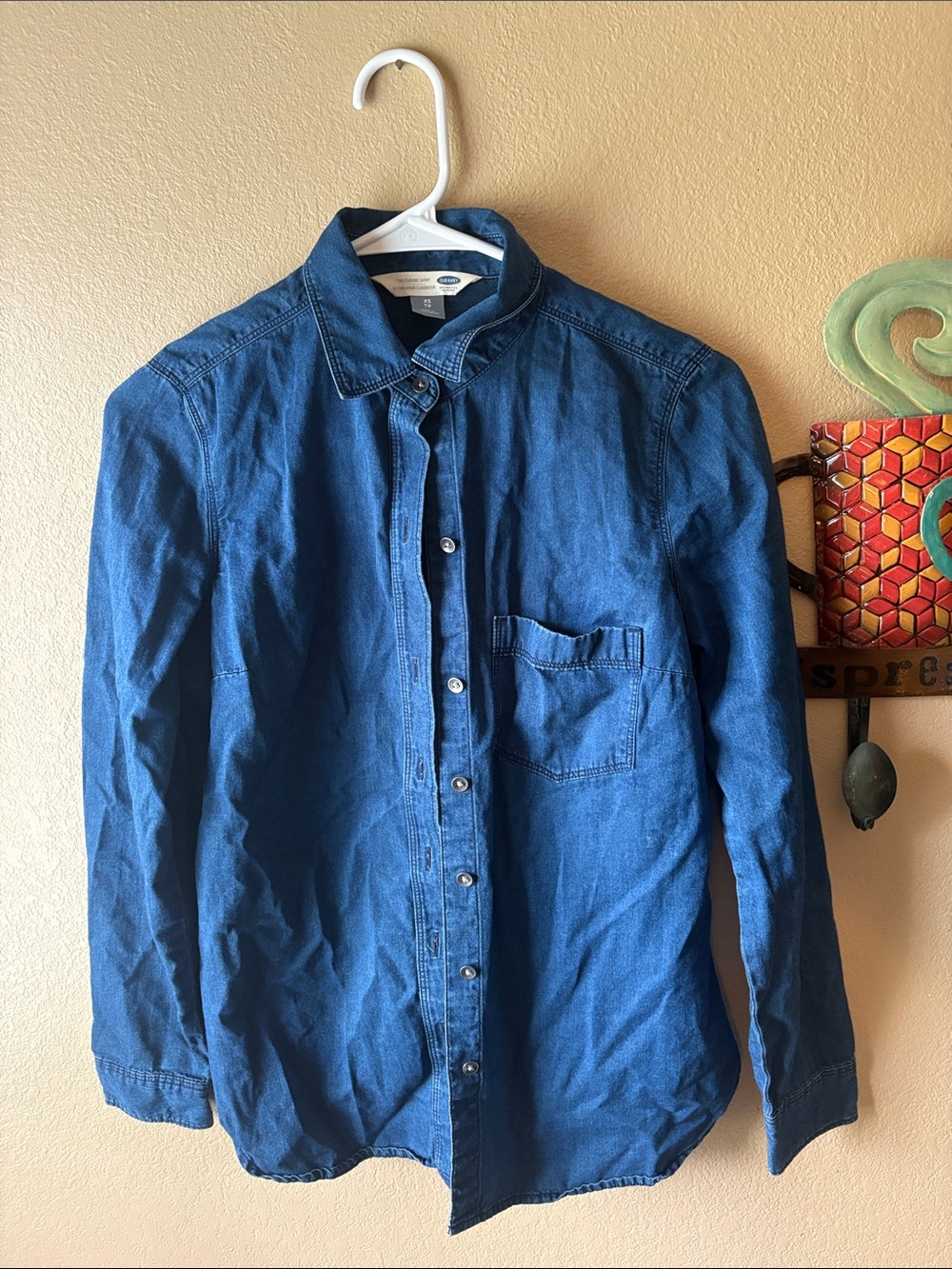 Old Navy Blue Denim Button-Up Shirt
